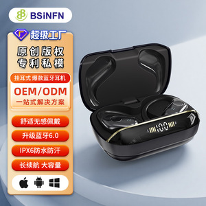 BSiNFn Hang Ear Wireless <b>Bluetooth</b> 6.0 Sports Earphones IPX6 Waterproof Long Battery Life Touch Control - Product Image 1