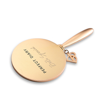 Miroir de Maquillage Doré à Main Rond Personnalisé en Métal Cosmétique avec Poignée