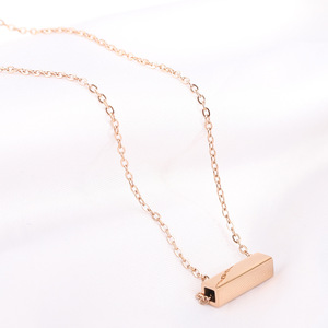 Fashion Pendant <b>Necklace</b> 5mm Hollow <b>Long</b> Strip Zinc Alloy Steel Gold Rose Gold Laser Engraved Daily Gift - Product Image 2