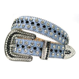 Ceintures western punk avec strass et logo personnalisé pour femmes ceinture bling bling en cuir de crocodile clouté de diamants noirs et de cristaux pour robe - Product Image 4