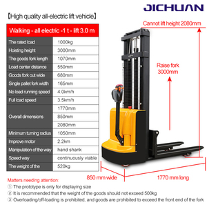 Electric Pallet Stacker Best Selling 1 <strong>Ton</strong> 2 <strong>Ton</strong> <strong>2.5</strong> <strong>Ton</strong> Recommend Electric <strong>Forklift</strong> 1ton Big Wheels <strong>Forklift</strong> Electric - Product Image 2