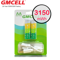 GMCELL 14500 Pilas AA Akku USB 1.5V Li-ion Recargables para Juguetes