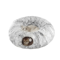 Tube tunnel en forme de beignet avec 2 boules d'herbe à chat Lit interactif à la mode pour les chats adultes d'intérieur ennuyés, les chiens et les hamsters