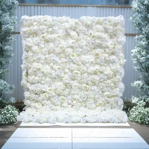 8 * 8ft Hoa cưới bức tường hoa hồng trắng Tường Backdrop Wedding Styling trang trí nội thất bé tắm Backdrop