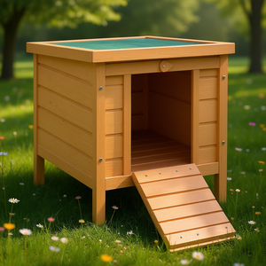 Cage pour lapin en bois, petite, avec toit imperméable, pour usage intérieur et extérieur, meubles naturels pour animaux de compagnie, pour cochons d'Inde - Product Image 2