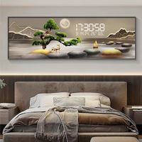 Horloge Murale Moderne en Verre LED, Cadre Photo Nordique, Affiche en Porcelaine Cristalline, Décoration Murale pour Salon, Vente en Gros Usine
