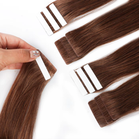 Extensions de cheveux humains vierges Remy européens 100% naturels, à bandes adhésives, double épaisseur, lisses, 50g, couleur personnalisée