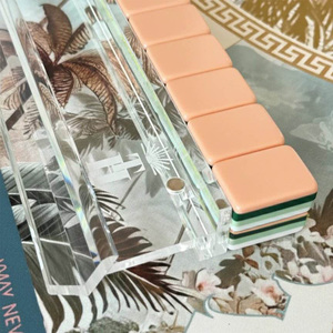 Coffret de Mahjong de Luxe Élégant pour Adultes, Personnalisé, 4 couches, Motif Tortue Américaine, Lotus Blanc, Tuiles Acryliques Peintes à la Main - Product Image 6