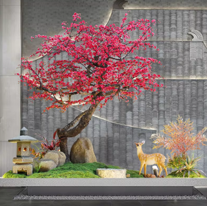 Arbre artificiel de frêne rouge, arbre à feuilles de frêne, arbre fleuri, aménagement paysager, cour extérieure, hôtel, plante, décoration paysagère - Product Image 1