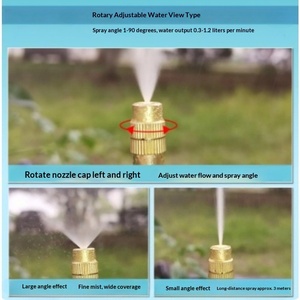 Boquilla pulverizadora universal de cobre <span class=keywords><strong>amarillo</strong></span> F108 de 8 mm con conexión de empuje recta para humidificación de jardín, boquilla de pulverización flexible. - Product Image 5