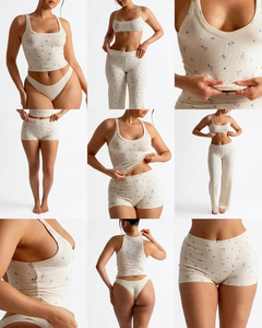 Completo Lounge da <span class=keywords><strong>Donna</strong></span> Personalizzabile in Cotone e Rayon Micro Costolato: Top <span class=keywords><strong>a</strong></span> Canotta, Pantaloncini e <span class=keywords><strong>Pantaloni</strong></span> <span class=keywords><strong>a</strong></span> Gamba Dritta - Set 2 Pezzi Estivo <span class=keywords><strong>Donna</strong></span> 2025 - Product Image 1