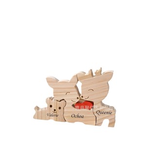 ชุดตัวต่อไม้รูปครอบครัวกวางแกะสลัก ของตกแต่งบ้าน ของขวัญวันแม่ - Product Image 3