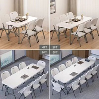 Table Pliante Rectangulaire en Plastique HDPE Blanc de 1,20 m, Robuste, Pliable en Deux, pour Jardin, Pique-nique, Fête, Banquet - Vente en Gros