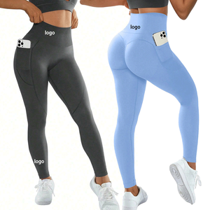 Châu Âu Kích Thước Liền Mạch Dual-Túi Thể Thao Tập Thể Dục Xà Cạp Cao Eo Cộng Với Kích Thước Đàn Hồi Chặt Chẽ Xà Cạp Của Phụ Nữ Yoga Quần - Product Image 2