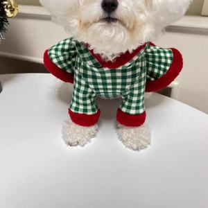 New Reversible Cold Weather Dog Coat & Skirt Dress Knit Cotton Checkered Pattern Winter Warm Christmas Pet Apparel - Product Image 6