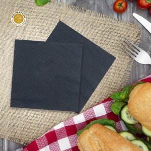 OOLIMA 330*330 servilletas de lino y algodón negro de 2 capas servilleta de CENA DE Color sólido moderno para uso doméstico o restaurante - Product Image 2