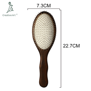 Peine de aguja de acero para limpieza de metales, peine de masaje de bambú natural, <span class=keywords><strong>cepillo</strong></span> de pelo de madera para mujeres, uso doméstico, cepillos de paleta de madera - Product Image 6