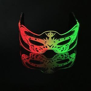 Masker lampu LED warna-warni Pria Wanita masker wajah setengah bercahaya properti konser musik perlengkapan Bar ulang tahun Masker penyamaran pesta - Product Image 2