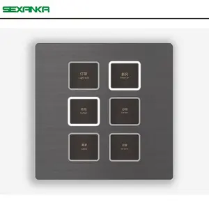 SEXANKA KNX EIB Smart Home Automation System 6 Gang Hotel Push Button Panel Smart Wall Switches