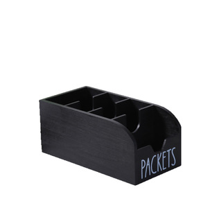 Wooden Seasoning Packet Storage Box Black Rectangle Desktop Organizer With Compartments For Tea Coffee Bags <b>Kitchen</b> Use - Product Image 5