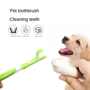 Brosse à <span class=keywords><strong>dents</strong></span> pour animaux de compagnie en plastique écologique, moderne et classique, multicolore, 3 faces, 360 degrés, pour l'hygiène buccale des chiens, vente en gros d'usine - Product Image 3