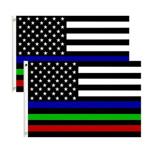 Jawaban pertama Amerika poliester tugas berat 3X5 kaki garis merah hijau biru tipis bendera Amerika