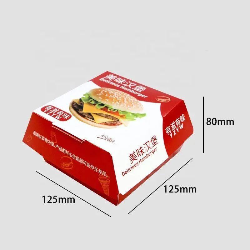 Best Selling Custom Burger Box Cardboard Paper Folding Box Disposable Food Packaging For Fried Chicken Burger