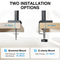 Support de bureau pour double moniteur avec bras VESA réglables, base à pince et à œillet, écrans de 17 à 34 pouces, mouvement complet pivotant et inclinable