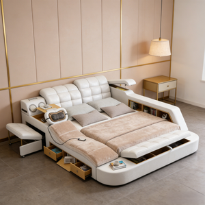 <span class=keywords><strong>Letto</strong></span> Smart King Size <span class=keywords><strong>con</strong></span> Massaggio, Contenitore, Proiettore e Comodini - Set Multifunzionale per Camera da <span class=keywords><strong>Letto</strong></span> - Product Image 1