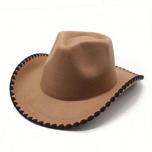 Chapeau de cowboy au design nouveau 2024 avec bordure en fil contrasté pour les voyages, la pêche, les loisirs en plein air - Product Image 1