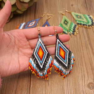 Go2boho Aretes Colgantes Bohemios Al Por Mayor con Cuentas de Colores para Mujer con Ojo Turco y Borla Joyería de Moda Hecha a Mano Aretes de Cuentas Miyuki - Product Image 5