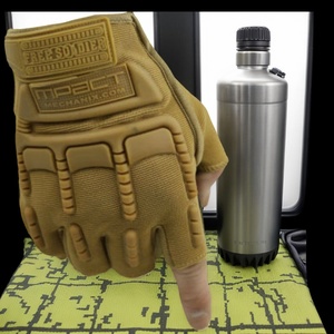 Gants tactiques mi-doigts pour sports de plein air, camping, tir, randonnée, moto, avec protection rigide en caoutchouc pour les articulations - Product Image 6