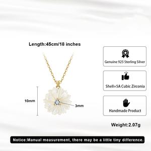 Collar con Colgante de Flor de Moda, Plata de Ley 925, Chapado en Oro, con Madreperla, para Mujer - Product Image 6