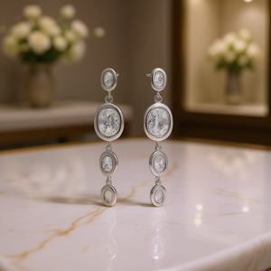 Orecchini Pendenti E2904 in Oro Bianco con Cristalli e Strass, Gioielli da Sposa Classici per Donna - Product Image 2