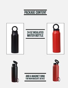 Bouteille d'eau isotherme 24 oz avec couvercle à paille et support magnétique pour téléphone compatible avec le support magnétique MagSafe - Product Image 4