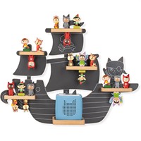 Support mural en bois en forme de bateau pour Toniebox, personnalisé en usine, pour enfants, Allemagne, présentoir de poupées, rangement suspendu multi-niveaux pour enfants