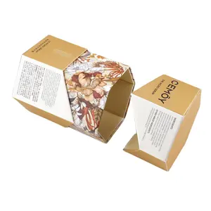 Luxury pattern hexagonal cylinder design of environmental protection kraft paper box lid and base box