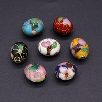 Accessoires de bijouterie cloisonné traditionnels en cuivre, finement conçus, Hebei, pendentifs dorsaux, perles intercalaires, polies, en forme d'œuf