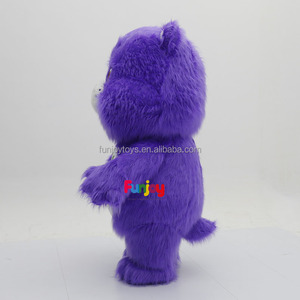 Costume de mascotte gonflable pour adulte unisexe, ours violet réaliste, combinaison intégrale à poils longs pour le carnaval - Product Image 3