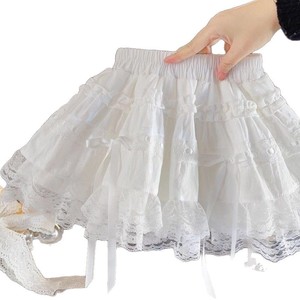 Tongxingyuan Girls White Cotton Lace Cake Skirt A-Line Solid Color Childrens Summer Short Skirt - Product Image 5