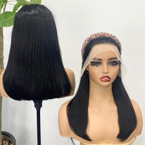 Parrucca Bob Corta 13x4 con Pizzo Frontale, <span class=keywords><strong>Capelli</strong></span> Umani Lisci <span class=keywords><strong>Marrone</strong></span> <span class=keywords><strong>Cioccolato</strong></span>, Densità 200%, Parrucche Frontali con Pizzo Trasparente Colorato # Taglio a quattro bob - Product Image 6