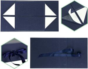 Có thể gập lại từ cứng Top Glossy hộp màu xanh hải quân Hoàng Gia quà tặng bao bì Favor hộp giấy màu xanh hải quân hộp - Product Image 2