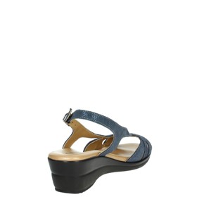 Io17818 sandali estivi con zeppa a punta blu con tacco quadrato e sandali bassi con chiusura stringata e Slip-On soletta in gomma - Product Image 3