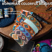 Bracelet ajustable bohème fait main tendance plaqué or géométrique multicolore en perles de rocaille Miyuki tissées