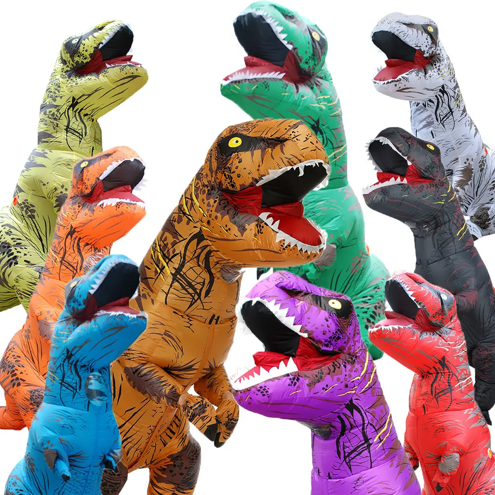 Costumi di dinosauro gonfiabili t-rex Cosplay Anime blow up Costume di Halloween per donna uomo bambino adulto bambini mascotte