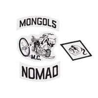 Lot de 8 écussons thermocollants MONGOLS NOMAD MC pour motards, accessoires vestimentaires brodés écologiques pour vestes et gilets