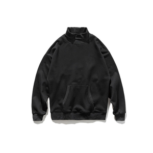 Logo Personalizzato di alta Qualità Loose Fit Unisex In <span class=keywords><strong>Cotone</strong></span> <span class=keywords><strong>Biologico</strong></span> Maglia A Manica Lunga Stand Collo <span class=keywords><strong>Felpa</strong></span> - Product Image 5