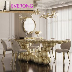 <span class=keywords><strong>Mesa</strong></span> de Comedor de Diseño Italiano de Lujo con Base Ovalada de Burbujas, Tablero de Latón Dorado de Lujo para Decoración de Villas, Mansiones y Restaurantes de Alta Gama - Product Image 3