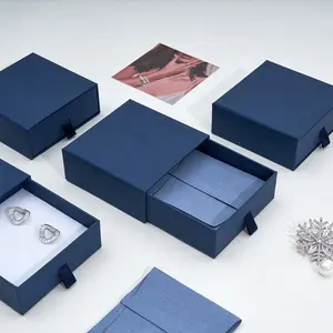Custom Logo Printed Paper Packaging Boxes Jewelry Box Purple Jewelry Box Premium
