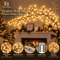 Guirlandes lumineuses LED USB, blanc chaud, flexibles, en forme de brindilles, avec télécommande et minuterie, 8 modes, pour chambre à coucher, mur, décoration de Noël